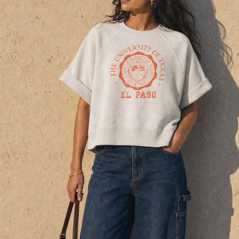 UTEP Medallion Boxy Short-Sleeve Sweatshirt