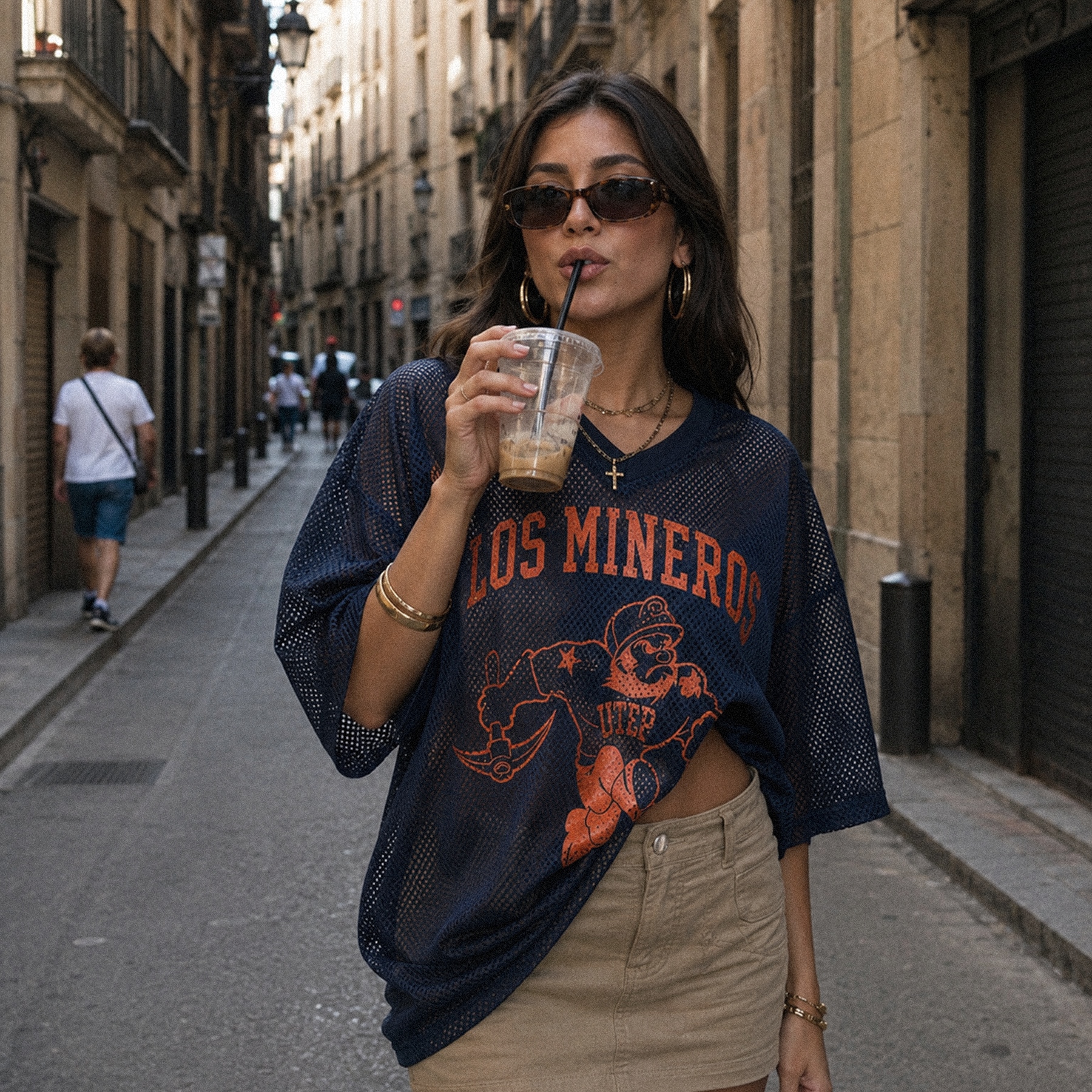 UTEP Los Mineros Mascot Boxy Mesh Tee
